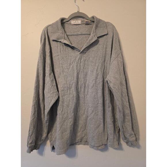 Murano Other - Murano Men’s Gray Long Sleeve Polo Shirt XXL 100% Cotton Casual Classic Fit